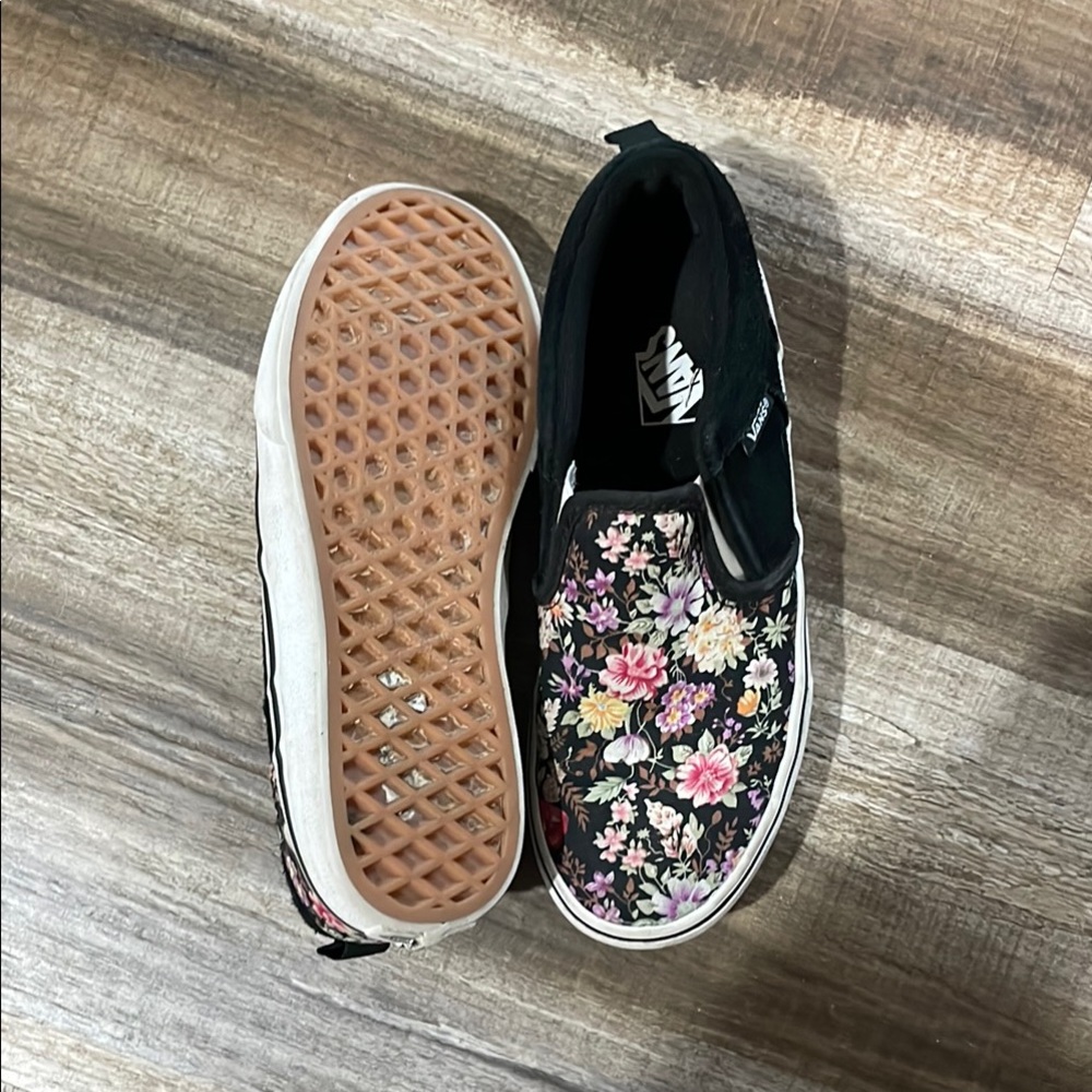 Vans Kids Floral Slip-On Shoes - Black and Multicolor size 3 - Picture 3 of 5